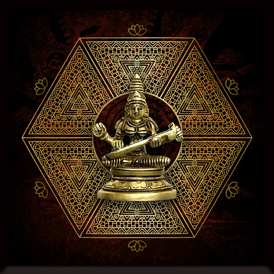 Brass idol backed with 24 carat gold coated metal art