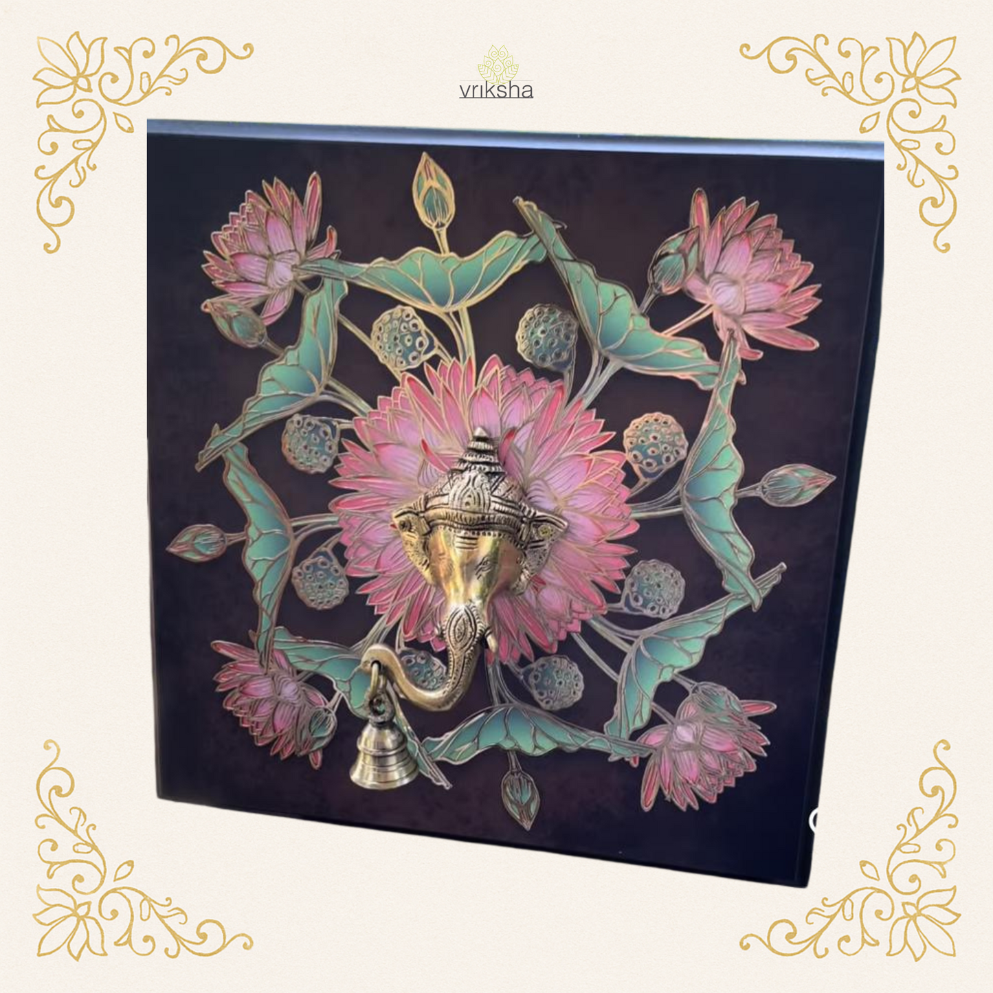 Lord Ganesha Brass Idol on a Lilly backdrop