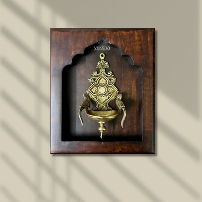 Diya Brass Idol with Prabhavali – Framed on Sheesham Wood