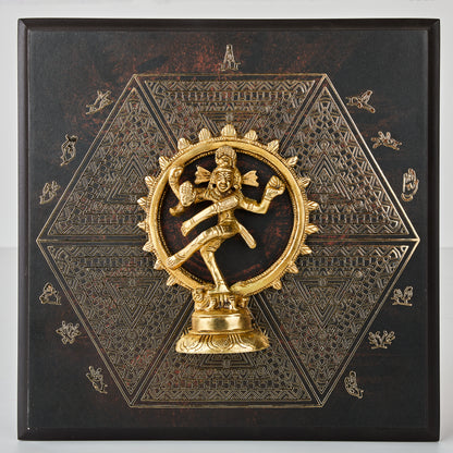 Brass idol backed with 24 carat gold coated metal art