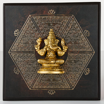 Brass idol backed with 24 carat gold coated metal art