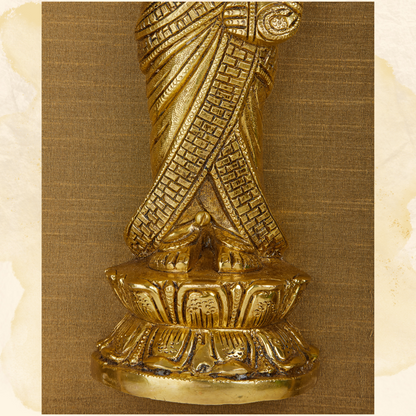 Lord Venkateshwara Brass Idol Framed on Raw Silk & banaras brocade