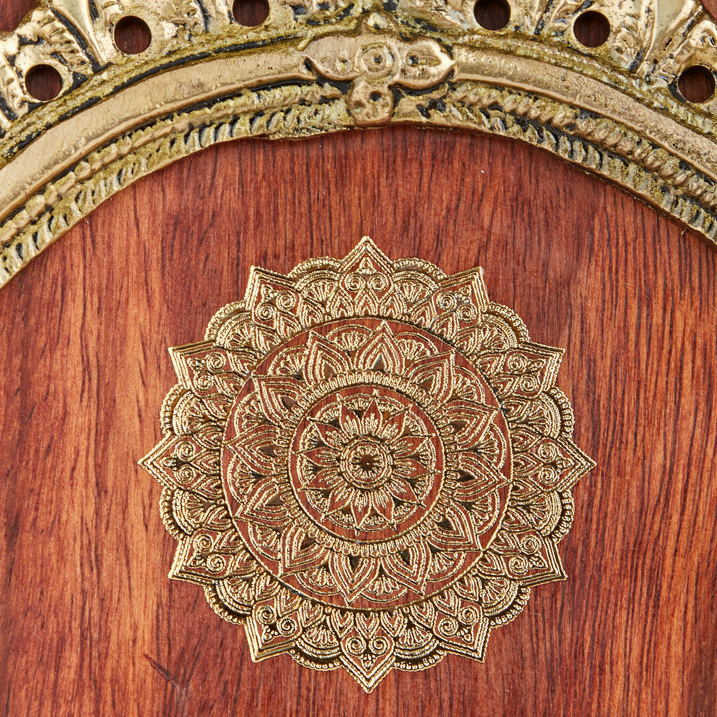 Lakshmi Brass Idol with Prabhavali – Framed on Sheesham Wood