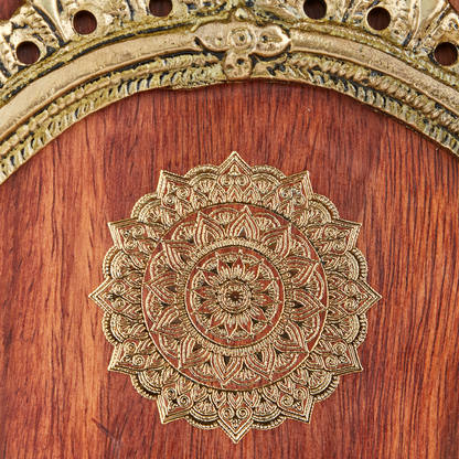 Lakshmi Brass Idol with Prabhavali – Framed on Sheesham Wood