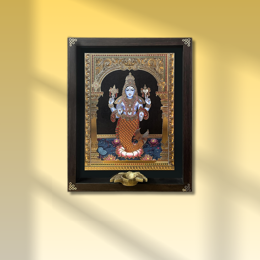 Matsya Avatar – The Divine Fish (24K Gold Embellished Digital Art)