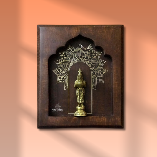 Apsaras 005 – Brass Idol on Walnut Sheesham Frame with 24K Gold Art (10"x12")