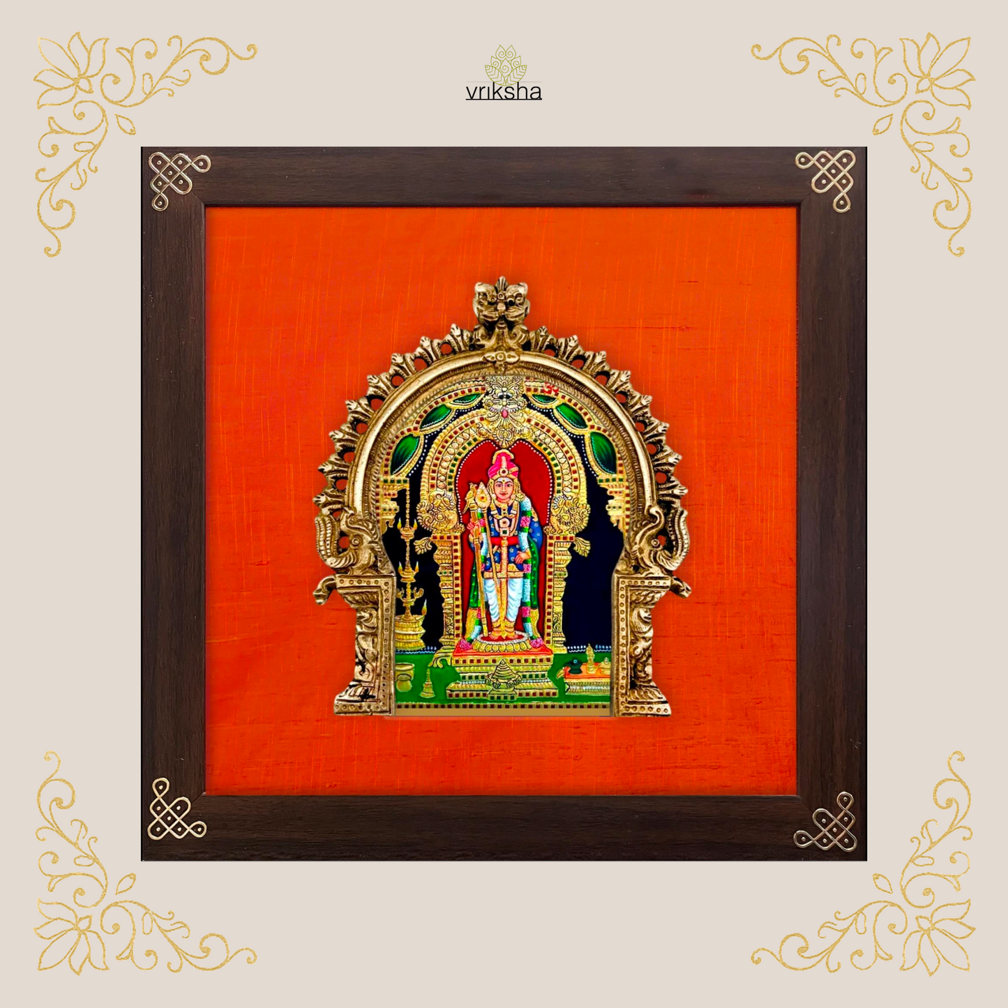 Tanjore digital art on prabhavali & silk