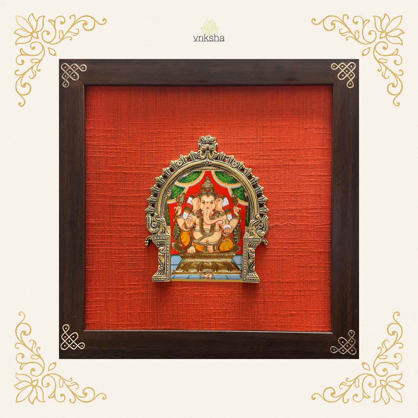Tanjore digital art on prabhavali & silk