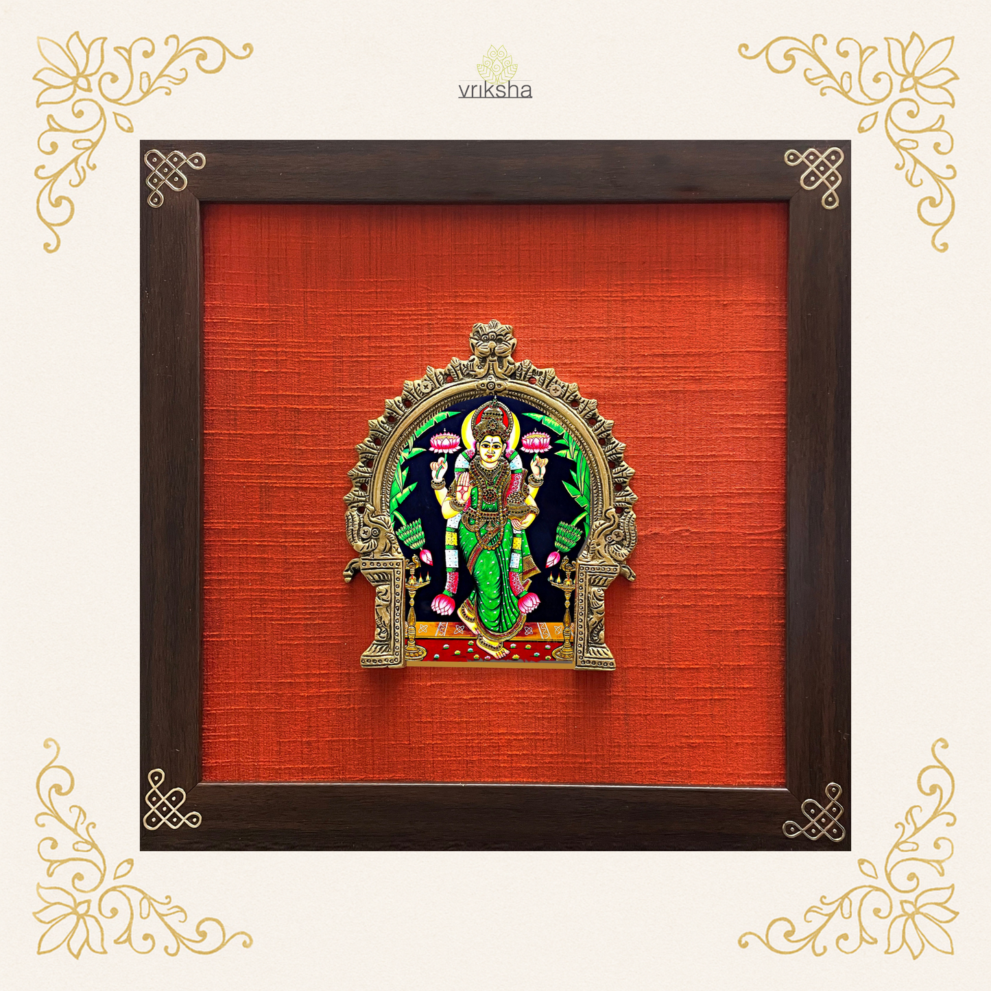 Tanjore digital art on prabhavali & silk
