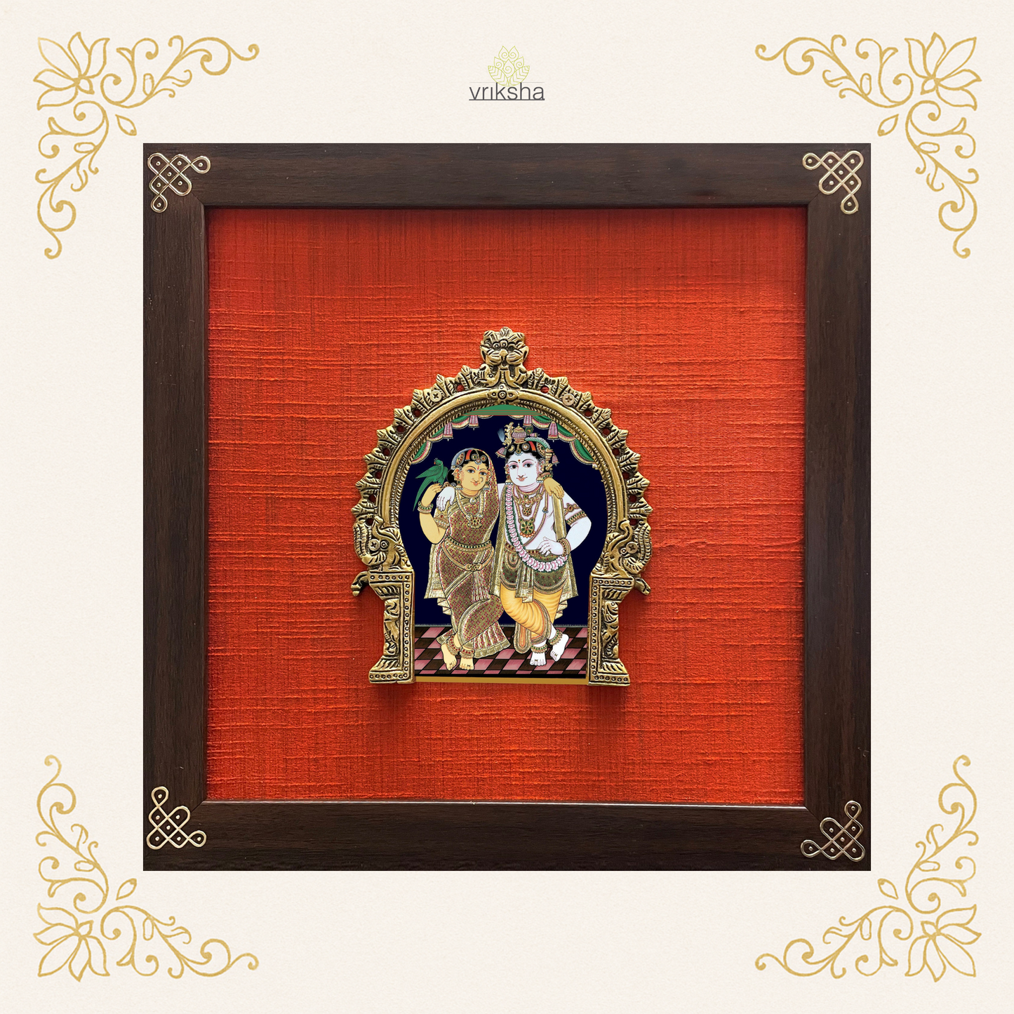 Tanjore digital art on prabhavali & silk